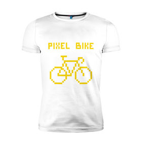 Мужская футболка премиум с принтом Pixel Bike one color , 92% хлопок, 8% лайкра | приталенный силуэт, круглый вырез ворота, длина до линии бедра, короткий рукав | Тематика изображения на принте: 