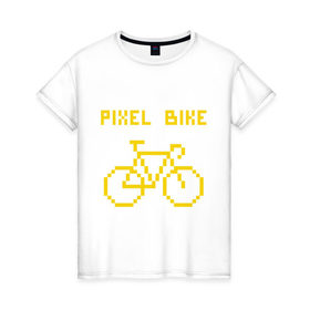 Женская футболка хлопок с принтом Pixel Bike one color , 100% хлопок | прямой крой, круглый вырез горловины, длина до линии бедер, слегка спущенное плечо | 