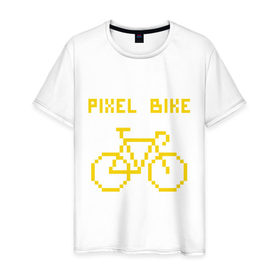 Мужская футболка хлопок с принтом Pixel Bike one color , 100% хлопок | прямой крой, круглый вырез горловины, длина до линии бедер, слегка спущенное плечо. | Тематика изображения на принте: 