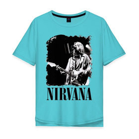 Мужская футболка хлопок Oversize с принтом nirvana kurt cobain , 100% хлопок | свободный крой, круглый ворот, “спинка” длиннее передней части | kurt cobain | nirvana | nirvana kurt cobain | кумиры | курт кобейн | легенд | нирвана | певцы | портреты