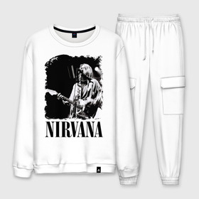 Мужской костюм хлопок с принтом nirvana kurt cobain , 100% хлопок | на свитшоте круглая горловина, мягкая резинка по низу. Брюки заужены к низу, на них два вида карманов: два “обычных” по бокам и два объемных, с клапанами, расположенные ниже линии бедра. Брюки с мягкой трикотажной резинкой на поясе и по низу штанин. В поясе для дополнительного комфорта — широкие завязки | Тематика изображения на принте: kurt cobain | nirvana | nirvana kurt cobain | кумиры | курт кобейн | легенд | нирвана | певцы | портреты