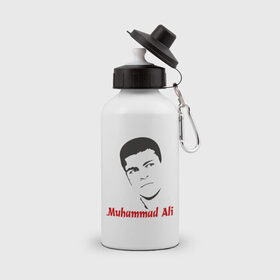 Бутылка спортивная с принтом Muhammad Ali (2) , металл | емкость — 500 мл, в комплекте две пластиковые крышки и карабин для крепления | Тематика изображения на принте: мухаммед али
