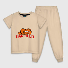 Детская пижама хлопок с принтом Гарфилд (Garfield) , 100% хлопок |  брюки и футболка прямого кроя, без карманов, на брюках мягкая резинка на поясе и по низу штанин
 | garfild | кот | котяра | мультик | мультфильм