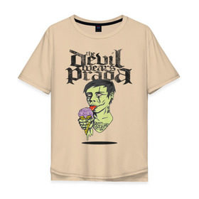 Мужская футболка хлопок Oversize с принтом the devil wears prada , 100% хлопок | свободный крой, круглый ворот, “спинка” длиннее передней части | зомби