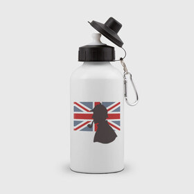 Бутылка спортивная с принтом Англия британский флаг , металл | емкость — 500 мл, в комплекте две пластиковые крышки и карабин для крепления | Тематика изображения на принте: лондон