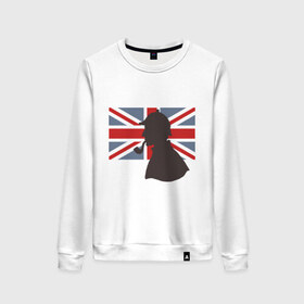 Женский свитшот хлопок с принтом Англия британский флаг , 100% хлопок | прямой крой, круглый вырез, на манжетах и по низу широкая трикотажная резинка  | лондон