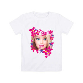 Детская футболка хлопок с принтом Барби красавица , 100% хлопок | круглый вырез горловины, полуприлегающий силуэт, длина до линии бедер | Тематика изображения на принте: 90 | 90 е | barbie | барби | ностальгия