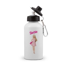 Бутылка спортивная с принтом Барби на прогулке , металл | емкость — 500 мл, в комплекте две пластиковые крышки и карабин для крепления | 90 | 90 е | barbie | барби | ностальгия