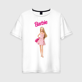 Женская футболка хлопок Oversize с принтом Барби на прогулке , 100% хлопок | свободный крой, круглый ворот, спущенный рукав, длина до линии бедер
 | 90 | 90 е | barbie | барби | ностальгия