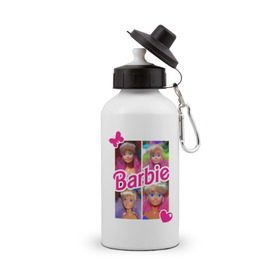 Бутылка спортивная с принтом Куклы Барби , металл | емкость — 500 мл, в комплекте две пластиковые крышки и карабин для крепления | 90 | 90 е | barbie | барби | ностальгия