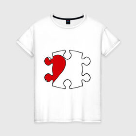 Женская футболка хлопок с принтом Мозайка сердце (ж) , 100% хлопок | прямой крой, круглый вырез горловины, длина до линии бедер, слегка спущенное плечо | для влюбленных | для двоих | для пар | любимая | любимый | мозаика | парные | половинки | сердечко