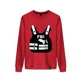 Женский свитшот хлопок с принтом FBI (униформа) , 100% хлопок | прямой крой, круглый вырез, на манжетах и по низу широкая трикотажная резинка  | fbi | fbi и police | fbi униформа | бронежилет | жилет | силовые структуры | униформа