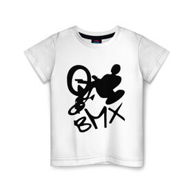Детская футболка хлопок с принтом BMX , 100% хлопок | круглый вырез горловины, полуприлегающий силуэт, длина до линии бедер | Тематика изображения на принте: bmx | extreme | бмх | экстрим