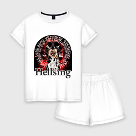 Женская пижама с шортиками хлопок с принтом Hellsing символ Алукарда , 100% хлопок | футболка прямого кроя, шорты свободные с широкой мягкой резинкой | anime | hellsing | аниме | анимэ | манга | хеллсинг