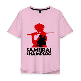 Мужская футболка хлопок Oversize с принтом Самурай Champloo , 100% хлопок | свободный крой, круглый ворот, “спинка” длиннее передней части | Тематика изображения на принте: anime | samurai champloo | аниме | анимэ | самурай чамплу