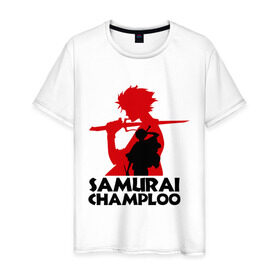Мужская футболка хлопок с принтом Самурай Champloo , 100% хлопок | прямой крой, круглый вырез горловины, длина до линии бедер, слегка спущенное плечо. | anime | samurai champloo | аниме | анимэ | самурай чамплу