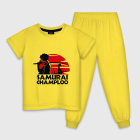Детская пижама хлопок с принтом Самурай Champloo закат , 100% хлопок |  брюки и футболка прямого кроя, без карманов, на брюках мягкая резинка на поясе и по низу штанин
 | anime | samurai champloo | аниме | анимэ | самурай чамплу