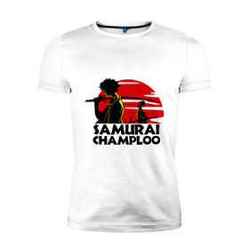 Мужская футболка премиум с принтом Самурай Champloo закат , 92% хлопок, 8% лайкра | приталенный силуэт, круглый вырез ворота, длина до линии бедра, короткий рукав | Тематика изображения на принте: anime | samurai champloo | аниме | анимэ | самурай чамплу