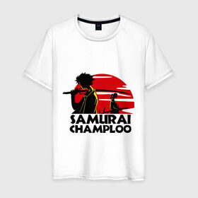 Мужская футболка хлопок с принтом Самурай Champloo закат , 100% хлопок | прямой крой, круглый вырез горловины, длина до линии бедер, слегка спущенное плечо. | anime | samurai champloo | аниме | анимэ | самурай чамплу