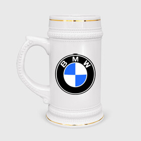 Кружка пивная с принтом Logo BMW ,  керамика (Материал выдерживает высокую температуру, стоит избегать резкого перепада температур) |  объем 630 мл | Тематика изображения на принте: автобренды | автомобильные | бмв | лого | машина | тачка
