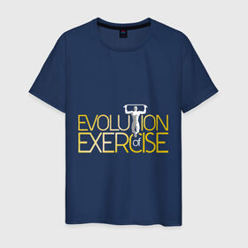 Мужская футболка хлопок с принтом Evolution of Exercise NEW , 100% хлопок | прямой крой, круглый вырез горловины, длина до линии бедер, слегка спущенное плечо. | 