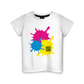 Детская футболка хлопок с принтом blur design , 100% хлопок | круглый вырез горловины, полуприлегающий силуэт, длина до линии бедер | qr | кляксы | код | разноцветные | шифр | яркие