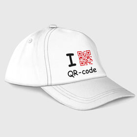 Бейсболка с принтом I love QR-code , 100% хлопок | классический козырек, металлическая застежка-регулятор размера | qr код | интернет | технологии | шифр