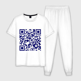 Мужская пижама хлопок с принтом Ты лицезреешь QR-код , 100% хлопок | брюки и футболка прямого кроя, без карманов, на брюках мягкая резинка на поясе и по низу штанин
 | qr код | интернет | надпись | технологии | шифр