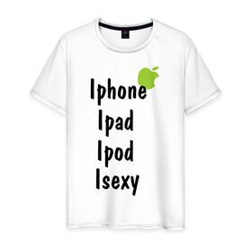 Мужская футболка хлопок с принтом iSexy , 100% хлопок | прямой крой, круглый вырез горловины, длина до линии бедер, слегка спущенное плечо. | iphone | ipod