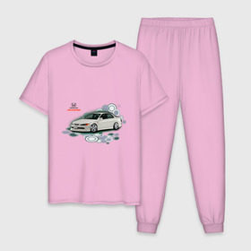 Мужская пижама хлопок с принтом Honda ACCORD , 100% хлопок | брюки и футболка прямого кроя, без карманов, на брюках мягкая резинка на поясе и по низу штанин
 | Тематика изображения на принте: honda | honda accord | tourer | хонда аккорд | японские автомобили
