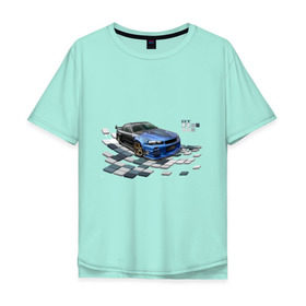 Мужская футболка хлопок Oversize с принтом Nisan Skyline , 100% хлопок | свободный крой, круглый ворот, “спинка” длиннее передней части | Тематика изображения на принте: nissan skyline | tourer | ниссан | скайлайн | японские автомобили