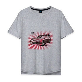 Мужская футболка хлопок Oversize с принтом Nisan Skyline красная , 100% хлопок | свободный крой, круглый ворот, “спинка” длиннее передней части | nissan skyline | tourer | ниссан | скайлайн | японские автомобили