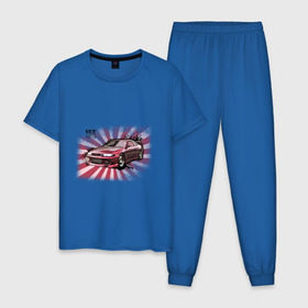 Мужская пижама хлопок с принтом Nisan Skyline красная , 100% хлопок | брюки и футболка прямого кроя, без карманов, на брюках мягкая резинка на поясе и по низу штанин
 | nissan skyline | tourer | ниссан | скайлайн | японские автомобили