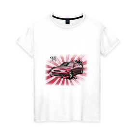 Женская футболка хлопок с принтом Nisan Skyline красная , 100% хлопок | прямой крой, круглый вырез горловины, длина до линии бедер, слегка спущенное плечо | nissan skyline | tourer | ниссан | скайлайн | японские автомобили