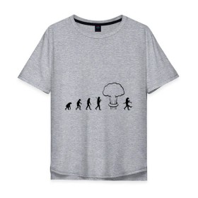 Мужская футболка хлопок Oversize с принтом Эволюция после взрыва , 100% хлопок | свободный крой, круглый ворот, “спинка” длиннее передней части | атомная бомба | мутант | радиация | эволюция | экология | ядерный взрыв