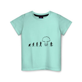 Детская футболка хлопок с принтом Эволюция после взрыва , 100% хлопок | круглый вырез горловины, полуприлегающий силуэт, длина до линии бедер | атомная бомба | мутант | радиация | эволюция | экология | ядерный взрыв