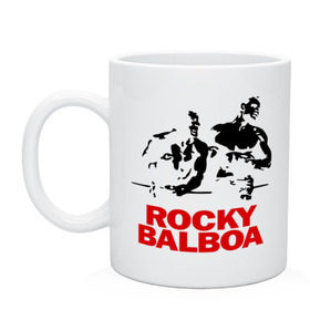 Кружка с принтом Rocky Balboa , керамика | объем — 330 мл, диаметр — 80 мм. Принт наносится на бока кружки, можно сделать два разных изображения | boxing | боксер | роки | рокки | рокки бальбоа | спорт
