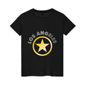 Женская футболка хлопок с принтом Los Angeles , 100% хлопок | прямой крой, круглый вырез горловины, длина до линии бедер, слегка спущенное плечо | америка | голливуд | звезда | лос анджелес | сша