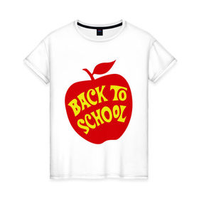 Женская футболка хлопок с принтом Back to school , 100% хлопок | прямой крой, круглый вырез горловины, длина до линии бедер, слегка спущенное плечо | 