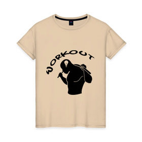 Женская футболка хлопок с принтом WorkOut B , 100% хлопок | прямой крой, круглый вырез горловины, длина до линии бедер, слегка спущенное плечо | 