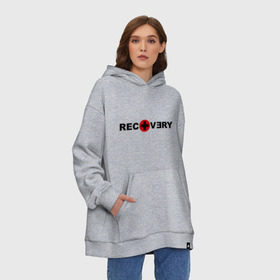 Худи SuperOversize хлопок с принтом recovery , 70% хлопок, 30% полиэстер, мягкий начес внутри | карман-кенгуру, эластичная резинка на манжетах и по нижней кромке, двухслойный капюшон
 | eminm | еминем | реп | репчик | рэп