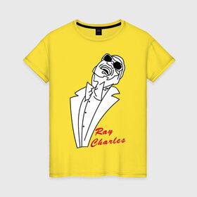 Женская футболка хлопок с принтом Ray Charles (1) , 100% хлопок | прямой крой, круглый вырез горловины, длина до линии бедер, слегка спущенное плечо | 