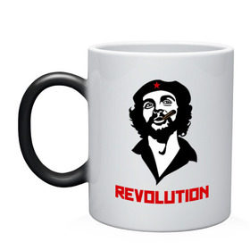 Кружка хамелеон с принтом Che Guevara Revolution , керамика | меняет цвет при нагревании, емкость 330 мл | Тематика изображения на принте: че гевара