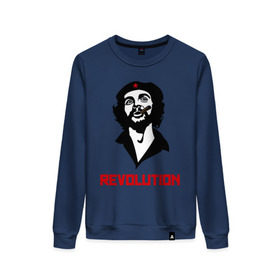 Женский свитшот хлопок с принтом Che Guevara Revolution , 100% хлопок | прямой крой, круглый вырез, на манжетах и по низу широкая трикотажная резинка  | че гевара