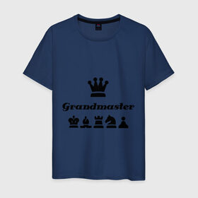 Мужская футболка хлопок с принтом Grandmaster , 100% хлопок | прямой крой, круглый вырез горловины, длина до линии бедер, слегка спущенное плечо. | Тематика изображения на принте: grandmaster | гросмейстер | гроссмейстер | шахматист | шахматы