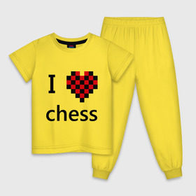 Детская пижама хлопок с принтом I love chess , 100% хлопок |  брюки и футболка прямого кроя, без карманов, на брюках мягкая резинка на поясе и по низу штанин
 | chess | i love chess | шахматы | я люблю шахматы