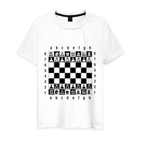 Мужская футболка хлопок с принтом Шахматная достка , 100% хлопок | прямой крой, круглый вырез горловины, длина до линии бедер, слегка спущенное плечо. | шахматист | шахматная доска | шахматы