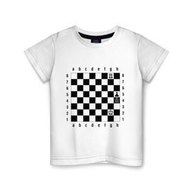 Детская футболка хлопок с принтом Шахматная комбинация 1 , 100% хлопок | круглый вырез горловины, полуприлегающий силуэт, длина до линии бедер | Тематика изображения на принте: комбинация | шахматист | шахматная доска | шахматы