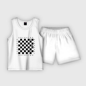 Детская пижама с шортами хлопок с принтом Шахматная комбинация 1 ,  |  | Тематика изображения на принте: комбинация | шахматист | шахматная доска | шахматы