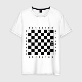 Мужская футболка хлопок с принтом Шахматная комбинация 1 , 100% хлопок | прямой крой, круглый вырез горловины, длина до линии бедер, слегка спущенное плечо. | комбинация | шахматист | шахматная доска | шахматы